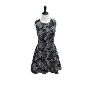 Calvin Klein Women's Size 6 Fit & Flare Dress Pleated Floral Embroidery Brocade